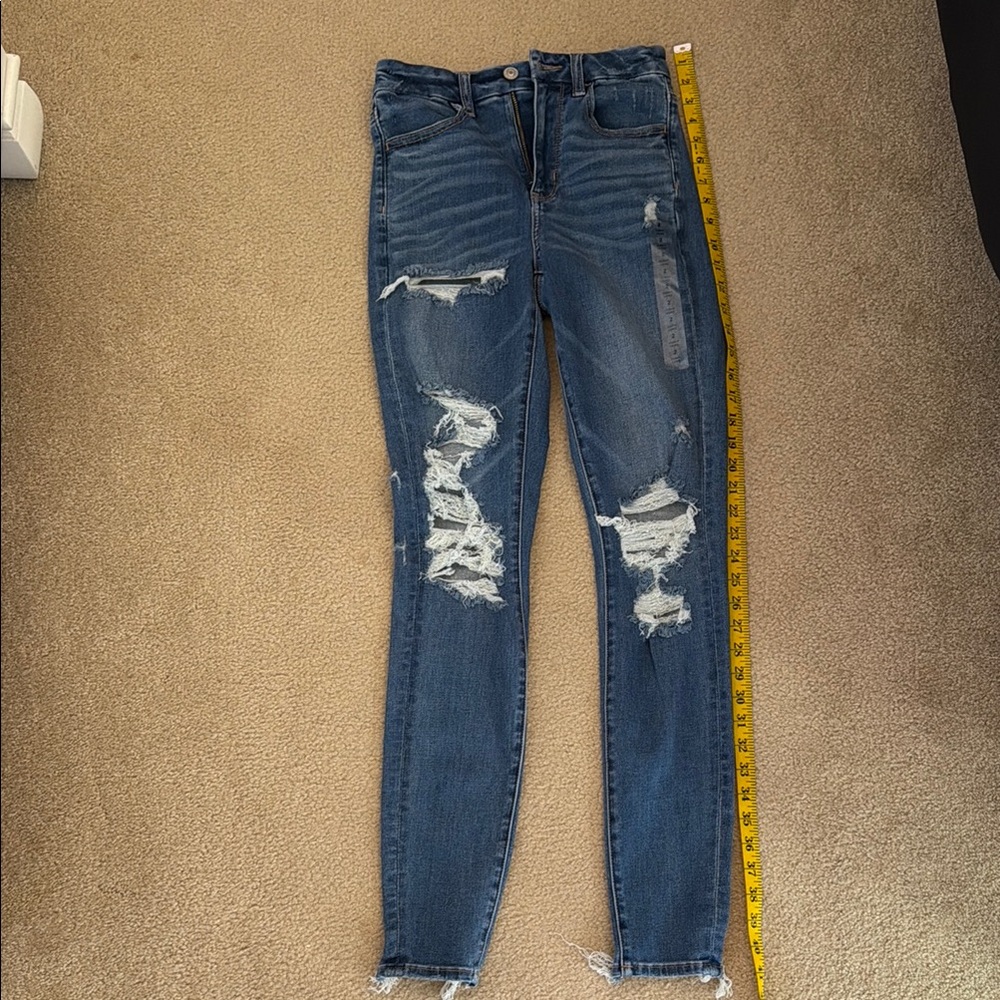 American Eagle Outfitters Blue Distressed Skinny Jeans